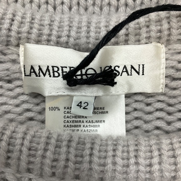 LAMBERTO LOSANI LIGHT GREY MULTI FLORAL CASHMERE KNIT PULLOVER SWEATER - Picture 4 of 6